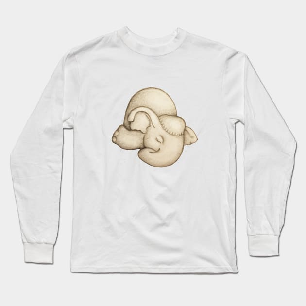 Sleepy Baby Elephant Long Sleeve T-Shirt by amandachenlee